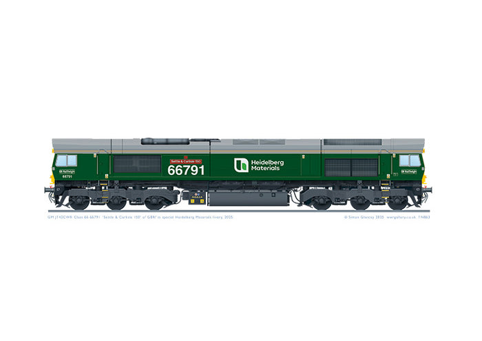 Class 66 66791 GBRf 'Settle & Carlisle 150' in Heidelberg Materials livery