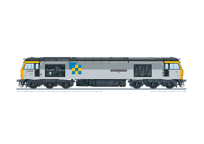 Class 60 60098 'Charles Frederick Brush' in BR Railfreight Construction sector livery