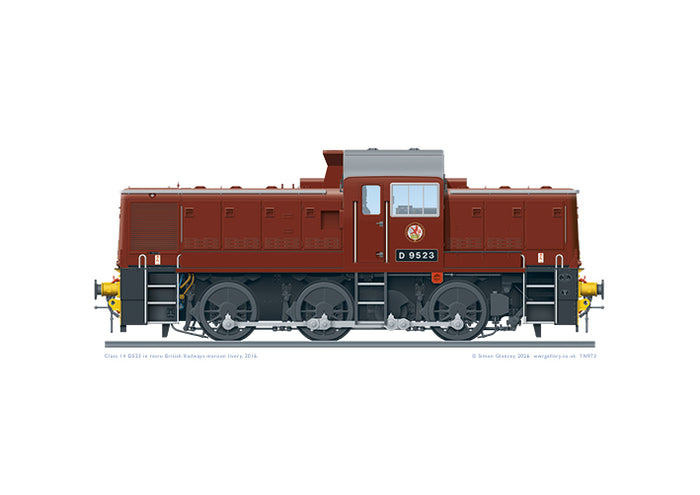 Class 14 D9523 in retro British Railway maroon livery, 2016. – WWR Gallery