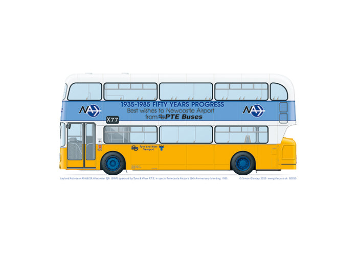 Leyland Atlantean AN68/2R EJR109W of TWPTE in Newcastle Airport 50th anniversary livery