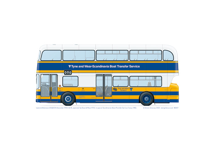 Leyland Atlantean AN68/2R MVK501R of TWPTE in Scandinavian Boat Transfer Service livery.