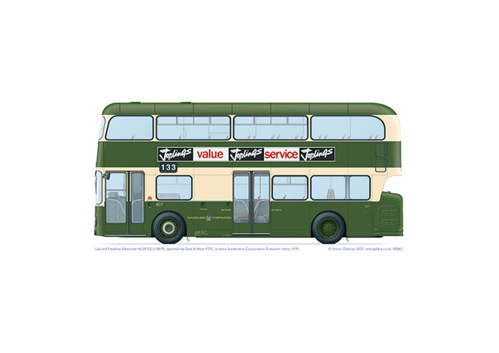 Leyland Fleetline AL58 OCU 807R TWPTE in retro Sunderland Corporation Transport livery