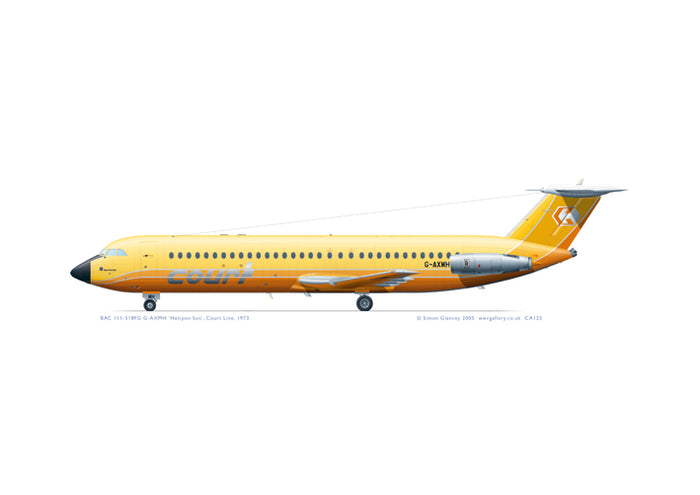BAC 111-518FG Court Line yellow livery