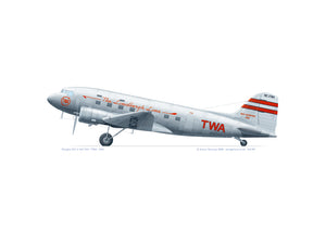 Douglas DC-3 TWA NC17314 with 'Sky Sleeper 352' and The Lindbergh Line markings, 1943