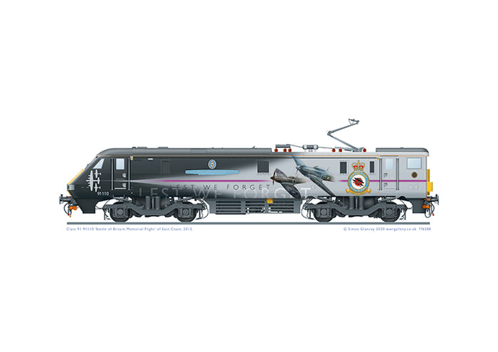 Class 91 91110 of East Coast Trains in special BBMF livery, 2012
