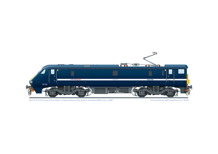 Class 91 91119 'County of Tyne & Wear' of National Express East Coast