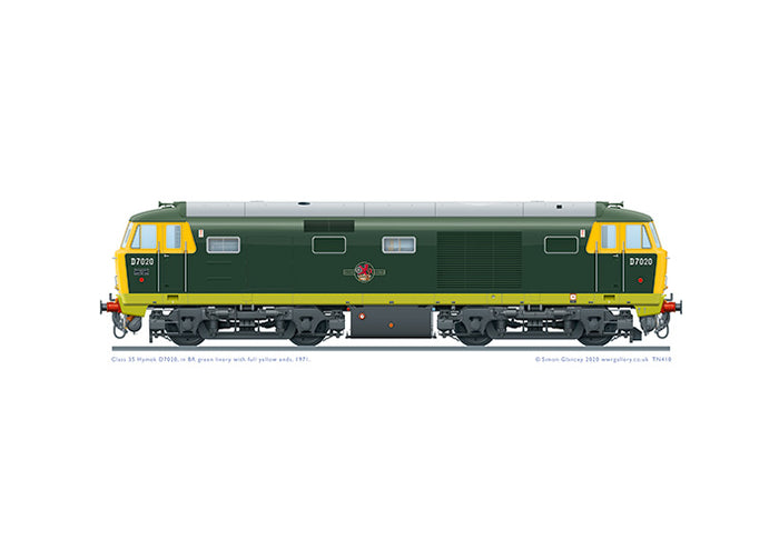 Class 35 Hymek D7020 in BR green livery, 1971