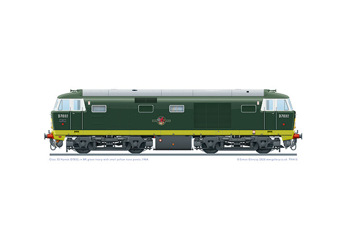 Class 35 Hymek D7032 in BR green, 1964.