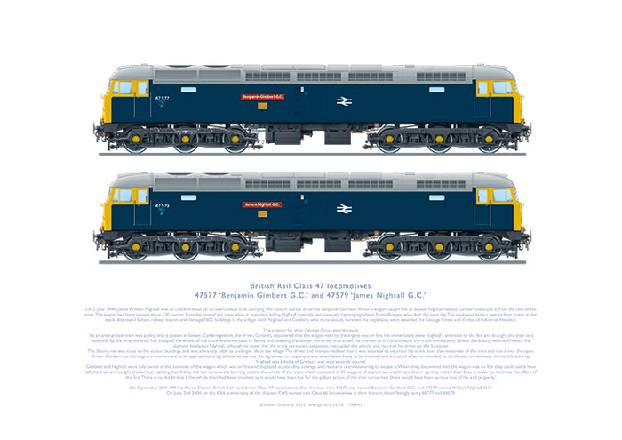 Class 47 47577 ‘Benjamin Gimbert G.C.’ & 47579 ‘James Nightall G.C.’